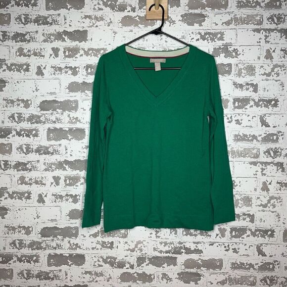 Banana Republic | women green extra fine merino wool v-neck sweater - Picture 8 of 8